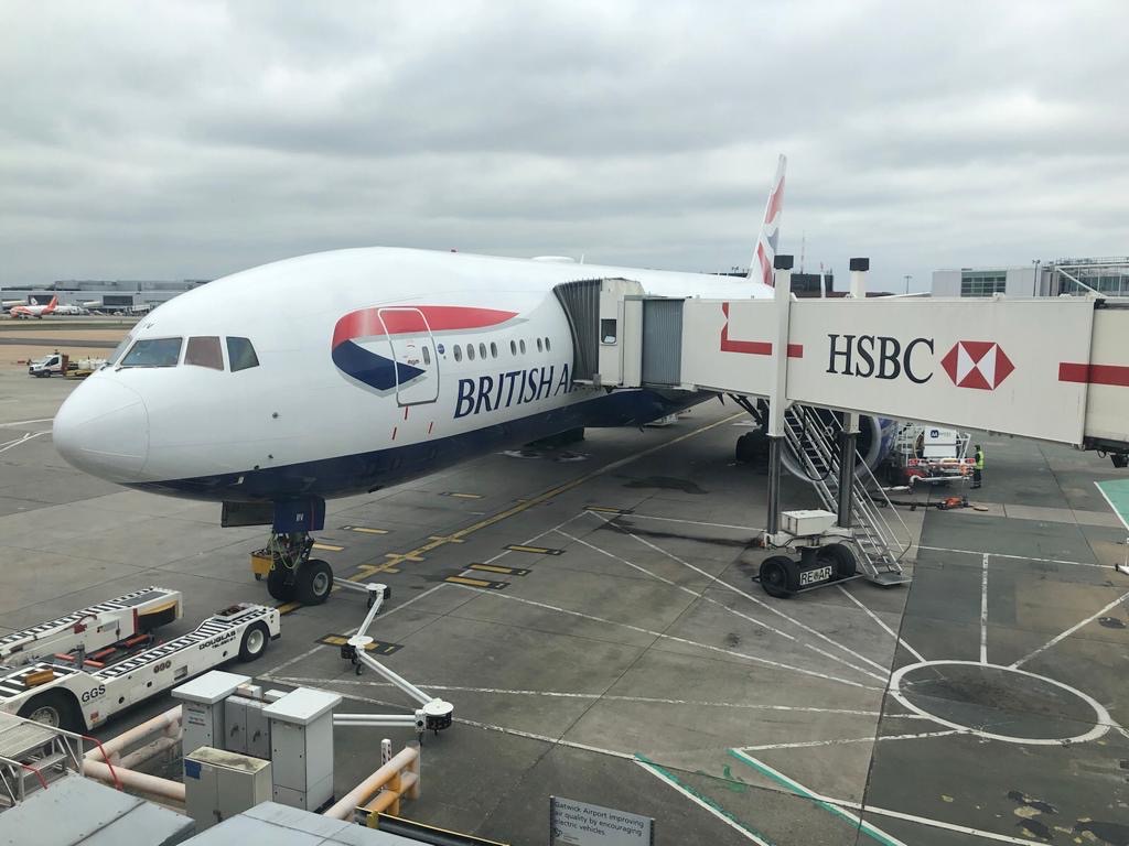 British Airways 777 on stand at London Gatwick