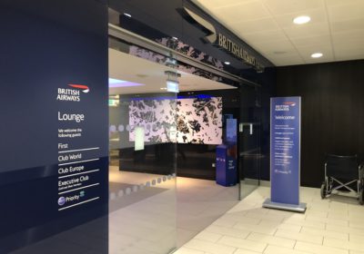 The entrance to the British Airways Lounges