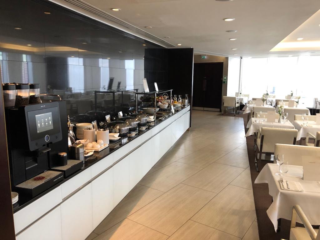 Dining in Etihad's lounge at Heathrow