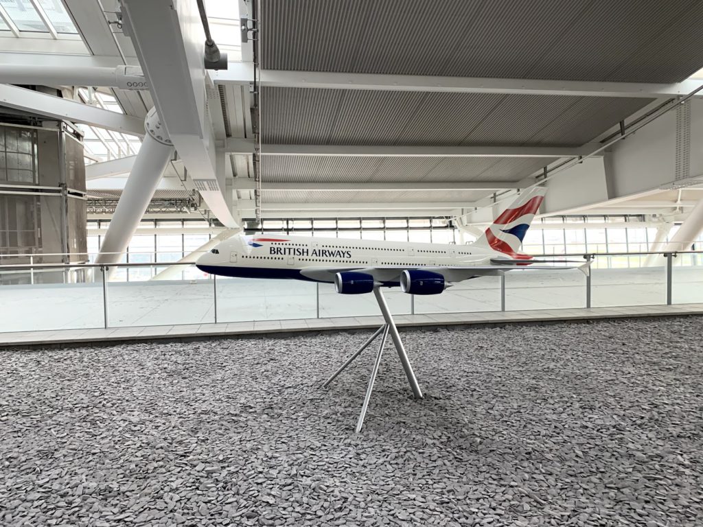 A380 model at BA lounge entrance