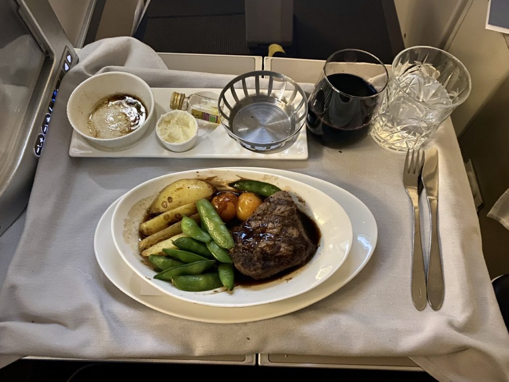 Dinner on BA 747 business class