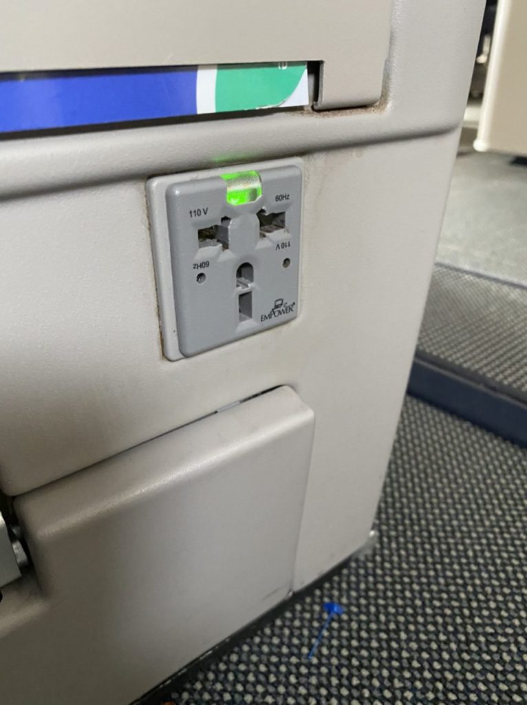 110v power on BA 747 business class