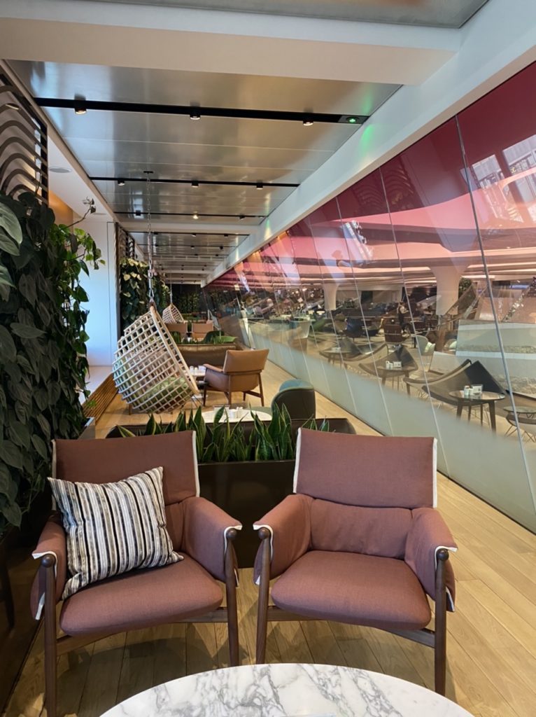 Seating area in Virgin Atlantic Clubhouse at London Heathrow