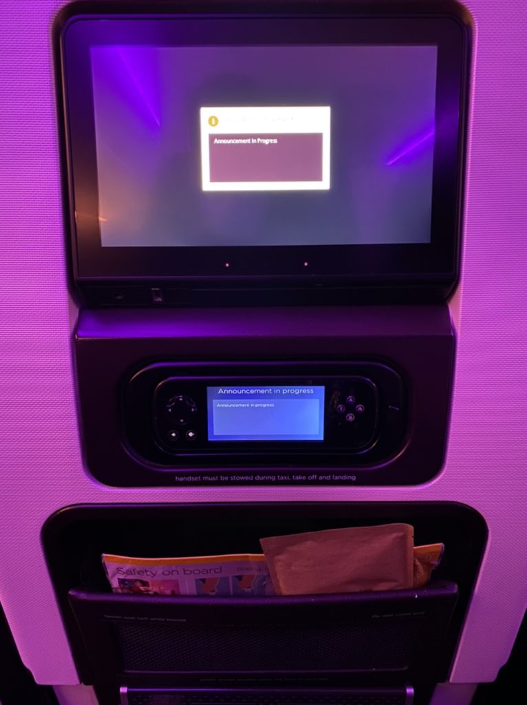 IFE in premium economy on Virgin Atlantic 787