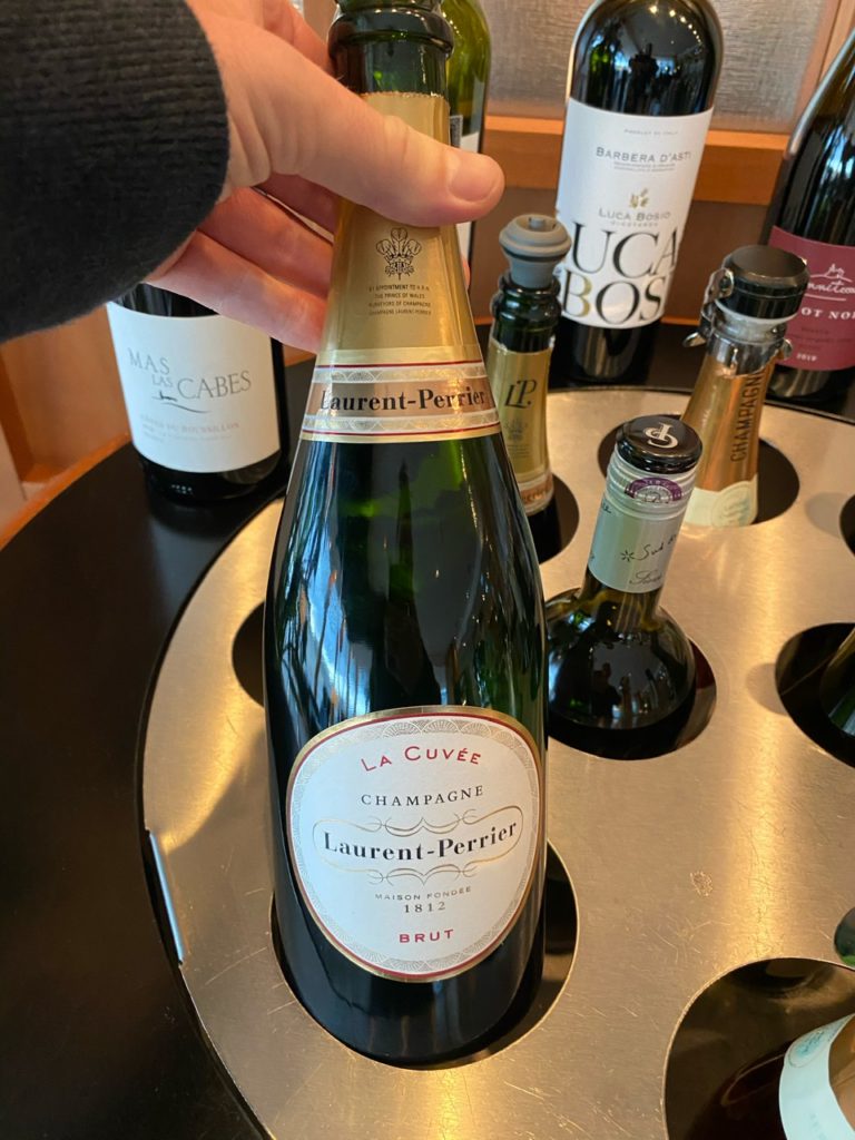 Laurent Perrier Champagne in Cathay Pacific Lounge