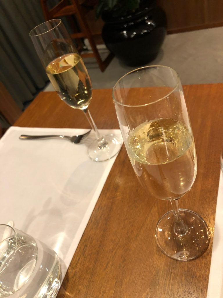 Champagne in Cathay Pacific Lounge
