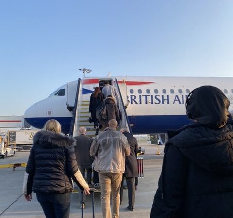 Boarding British Airways A320 Club Europe cabin