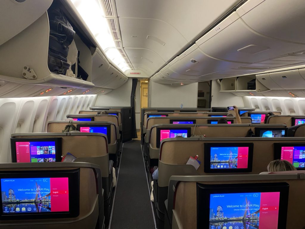 LATAM 777 business class cabin