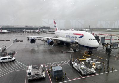 BA A380 parked at C gates at London Heathrow