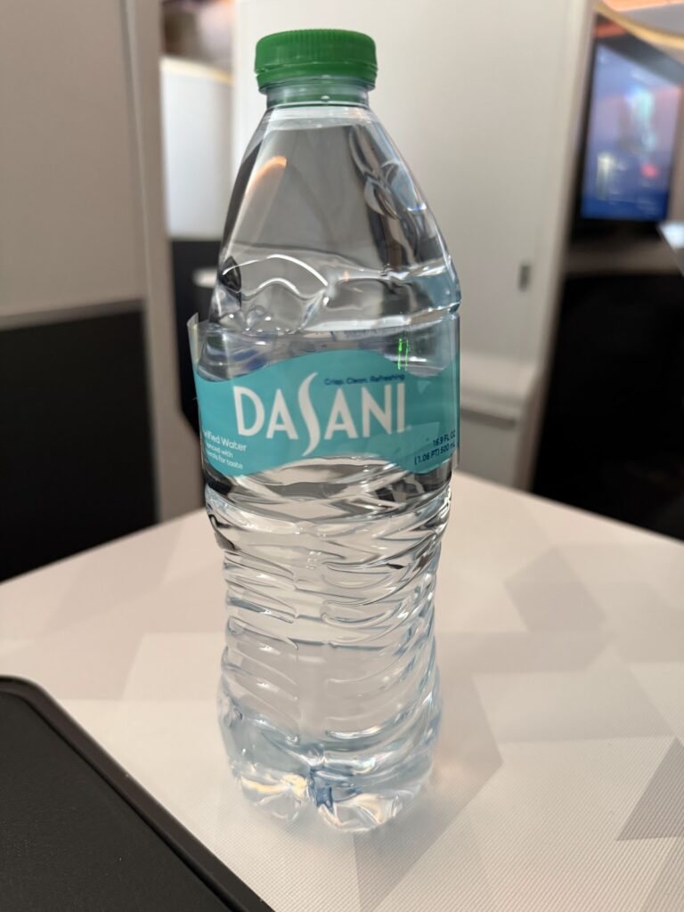 Water bottle in Delta Business Class