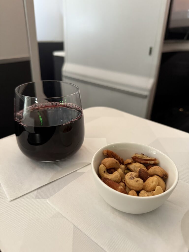 Drink and warm nuts on Delta Business Class