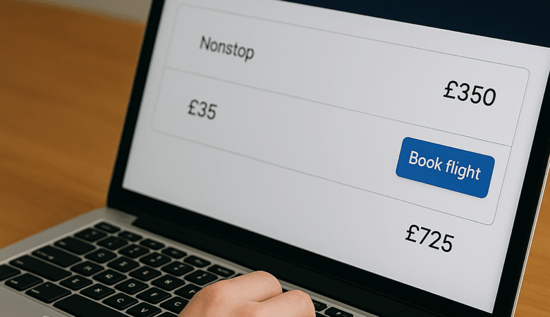 booking flight laptop