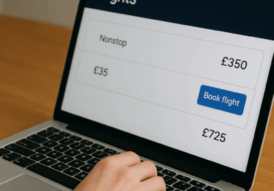booking flight laptop
