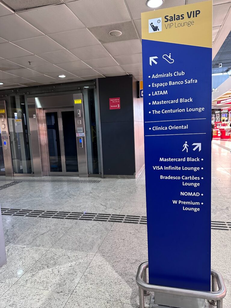 The Latam VIP Lounge  is upstairs at São Paulo Guarulhos