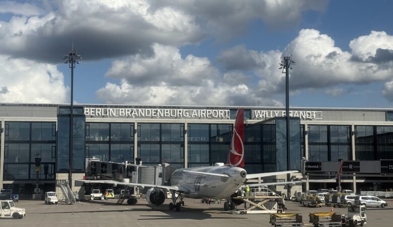 Berlin Brandenburg Airport with Turkish Airlines plane