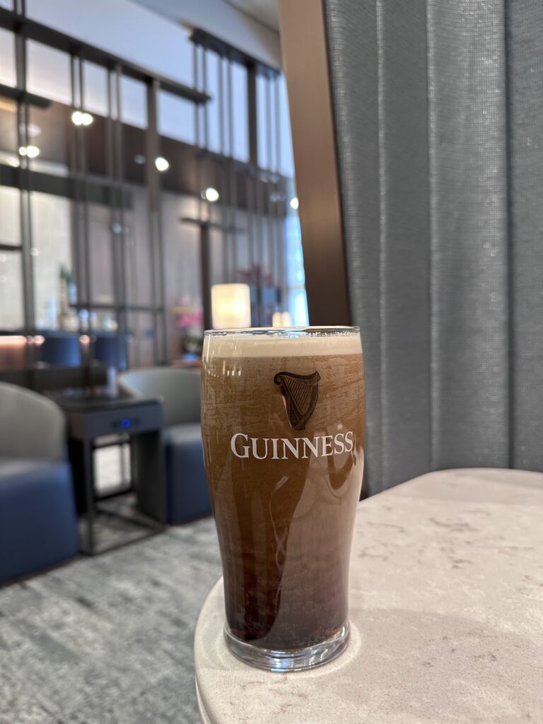 Draft Guinness in the Singapore Airlines Lounge Heathrow