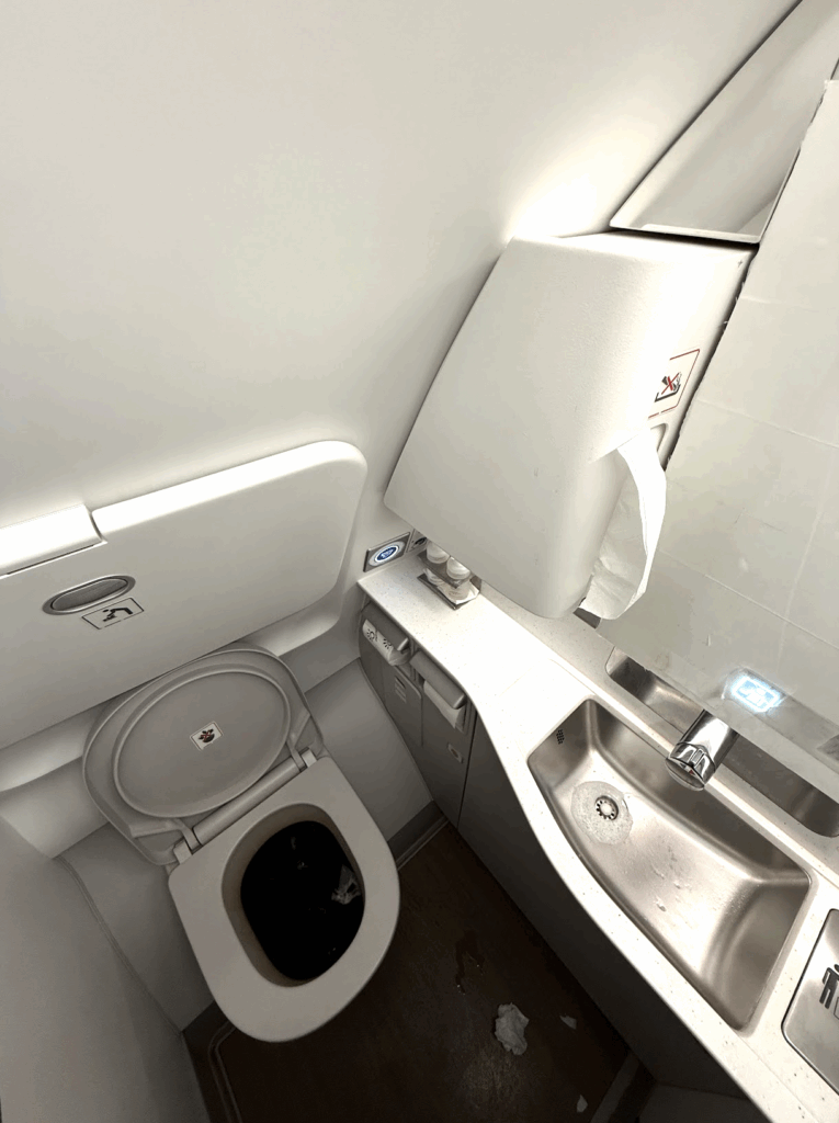 Forward washroom on BA A320neo business class