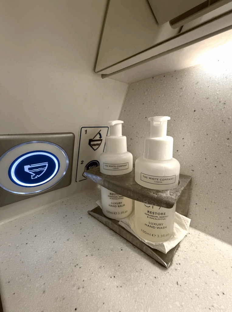 White Company toiletries on BA short-haul business class