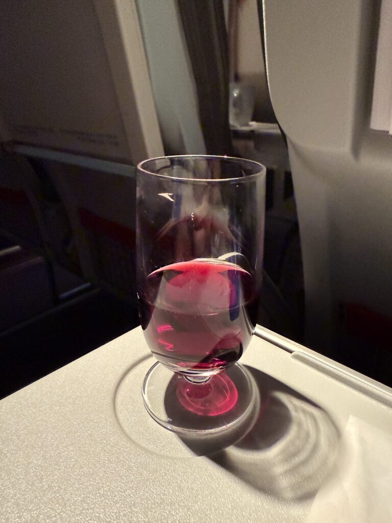 Wine aboard Austrian Airlines Business Class