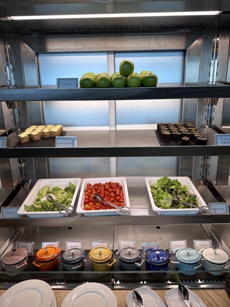 Buffet fridge with fruit at Plaza Premium First