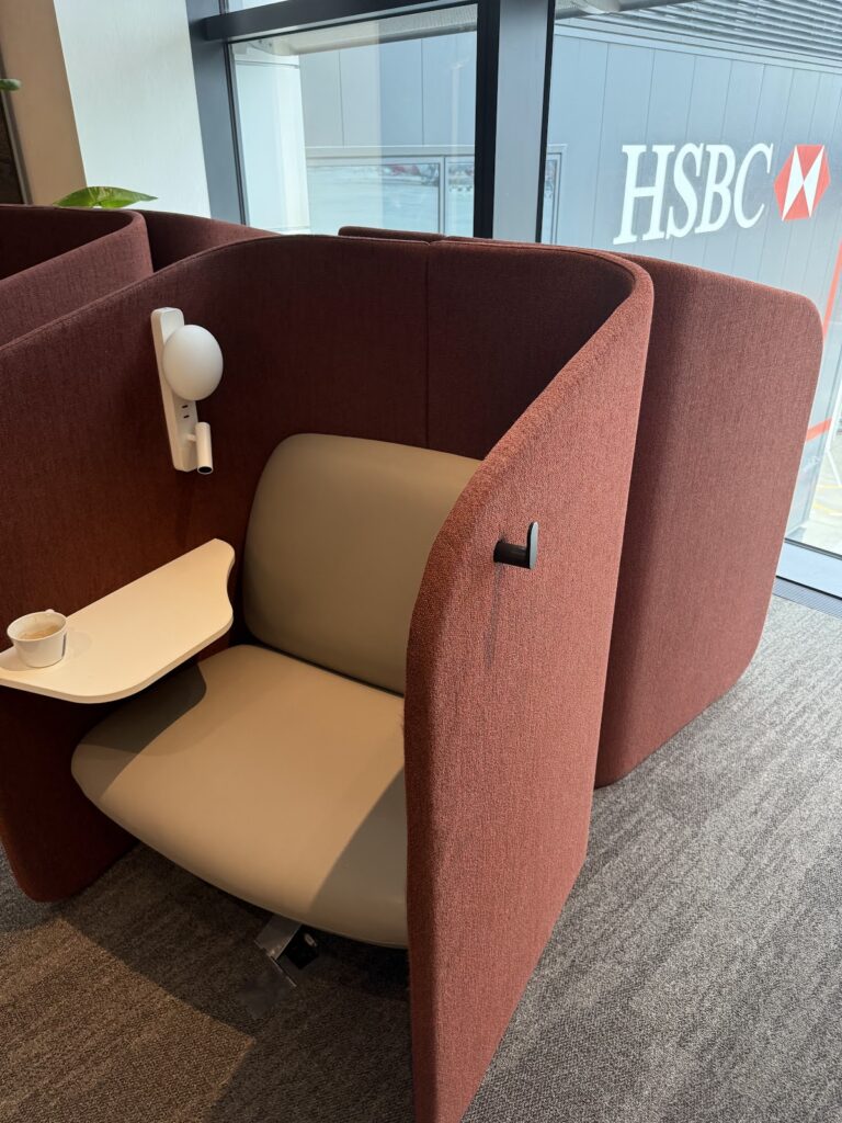 Enclosed seating in the Maple Leaf Lounge