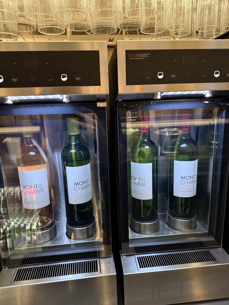 Wine dispensers in The View Lounge