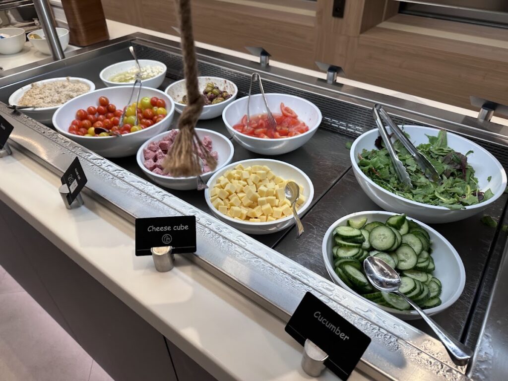 Buffet food at The View Lounge Brussels Airport