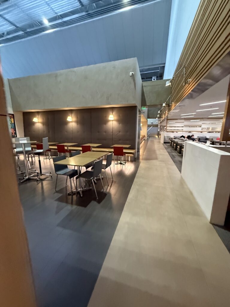 The dining area in the American Airlines Lounge
