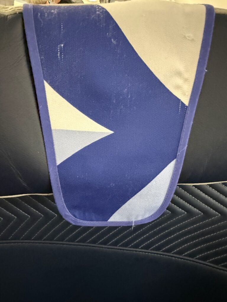 Seat back on Aegean A321neo Business Class