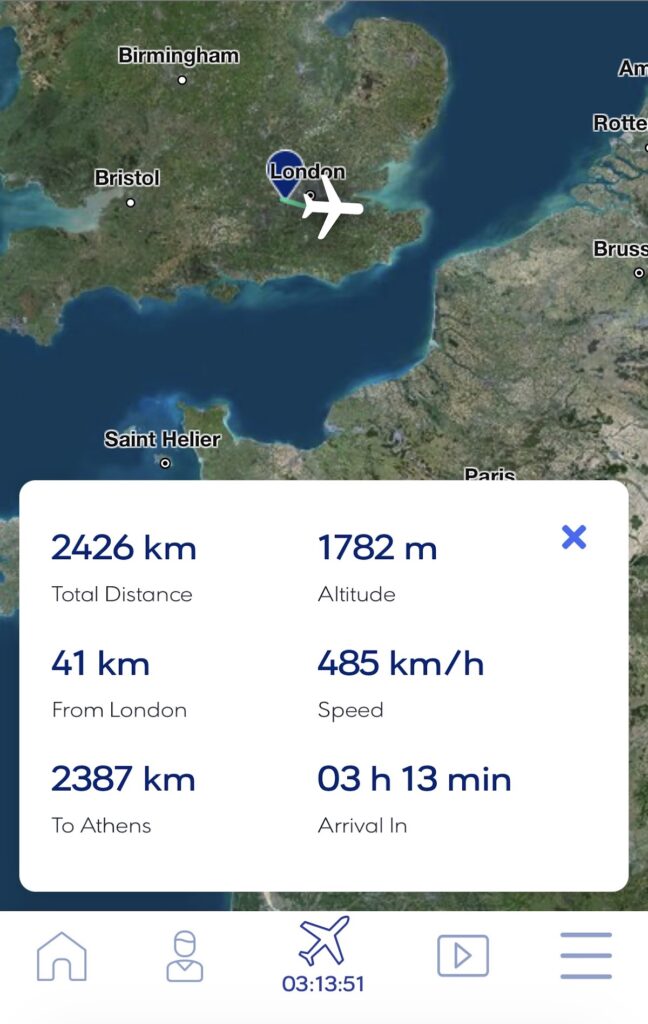 Sky map on Aegean A321neo