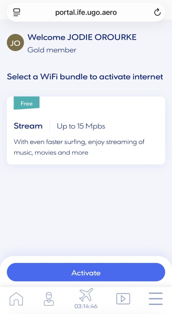 Wi-Fi package on Aegean A321neo