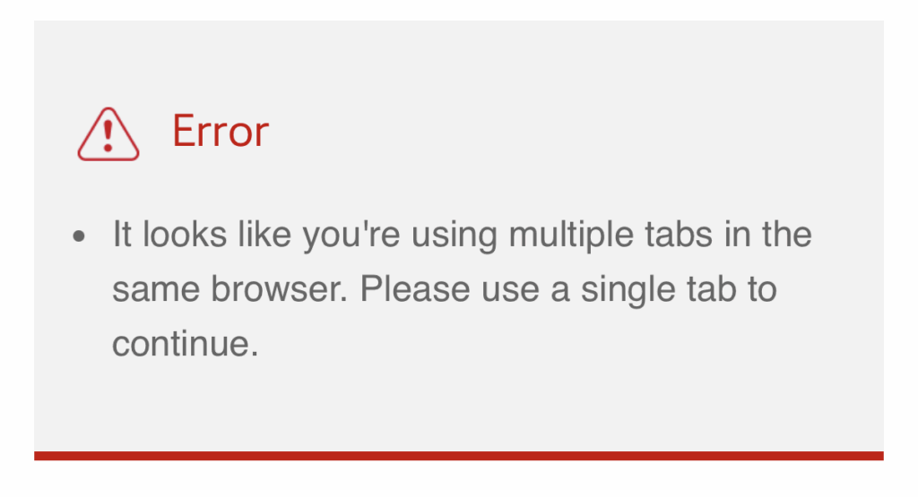 BA multiple tabs error