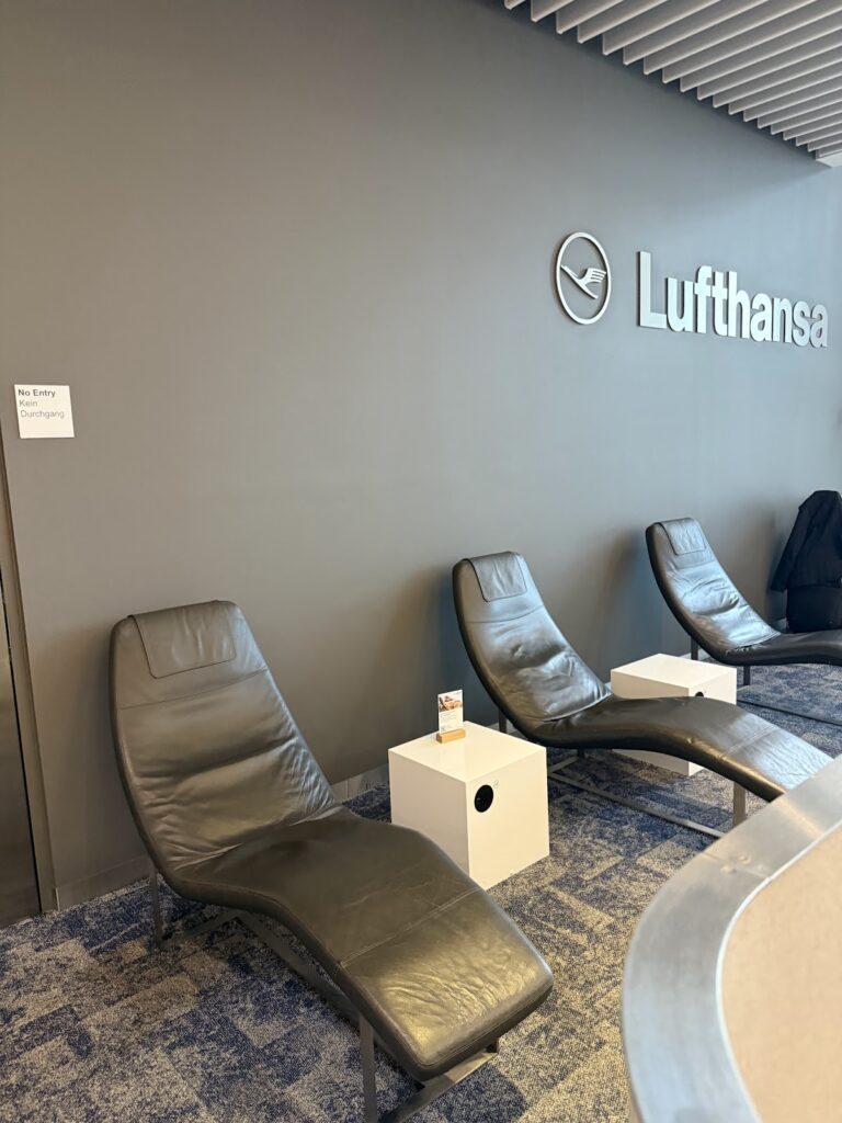 Lounge seating in the Lufthansa Lounge