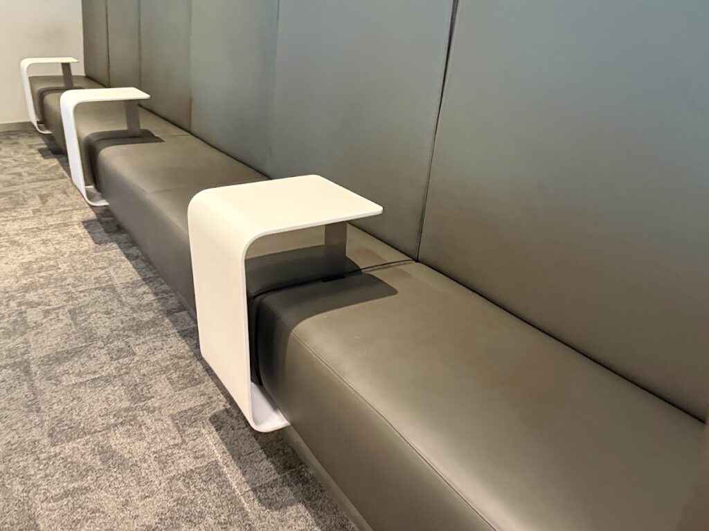 Bench seating in the Lufthansa Lounge