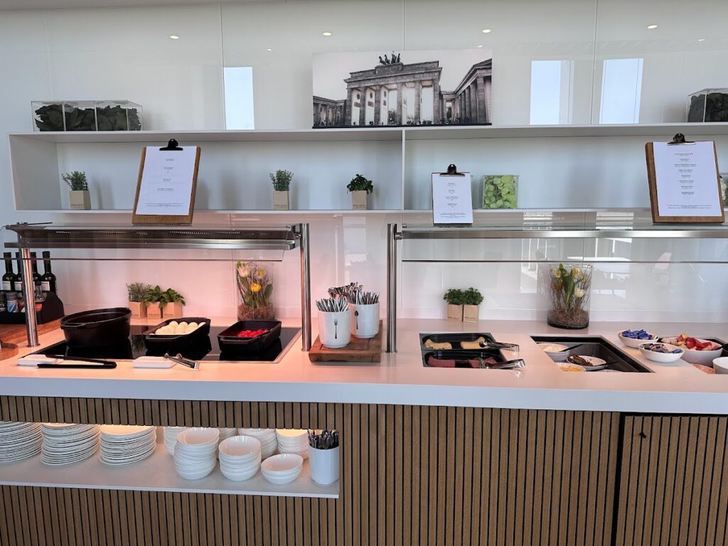 Buffet options in the Lufthansa Lounge