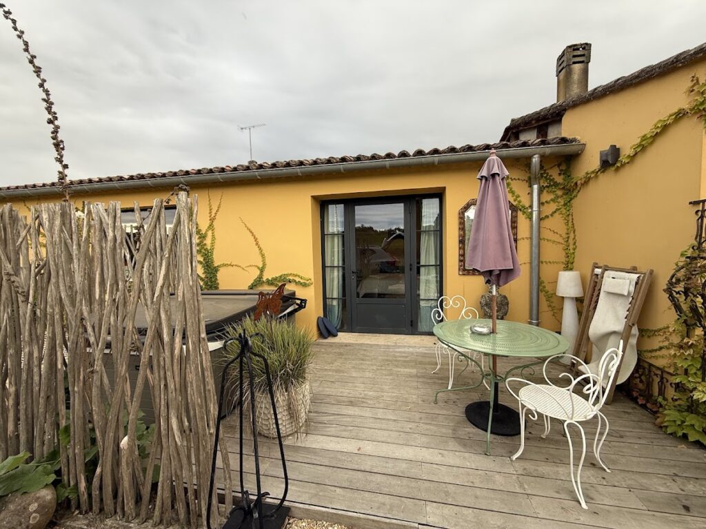 Private terrace at Chateau du Palanquey