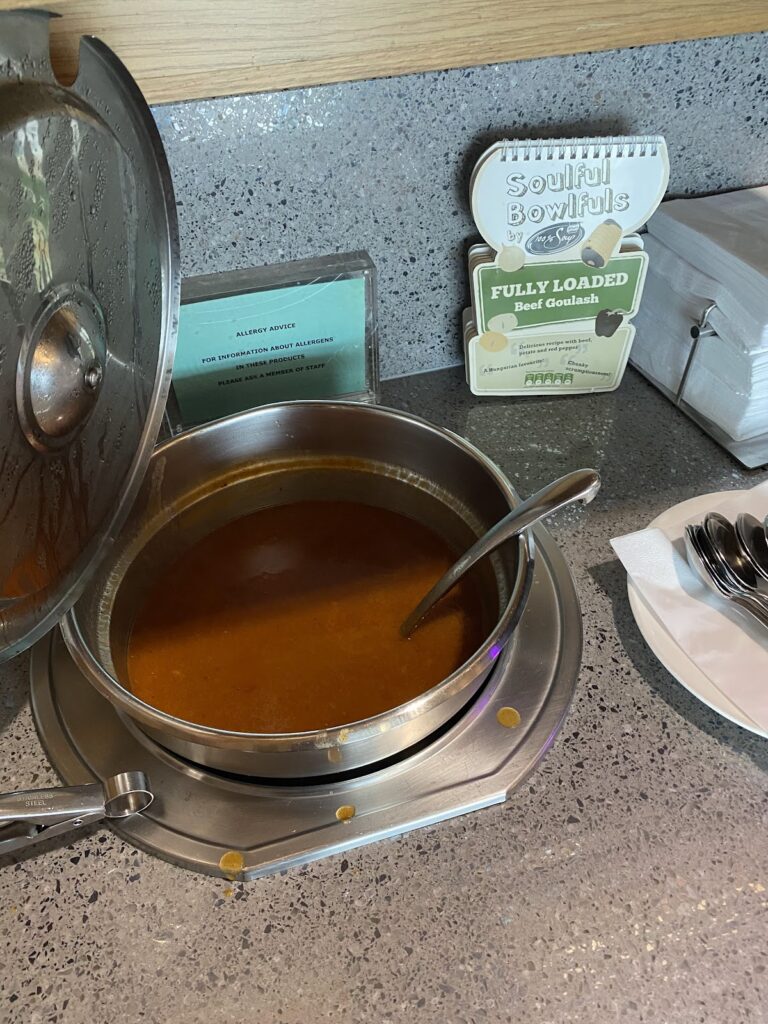 Soup in the Aer Lingus Lounge Heathrow