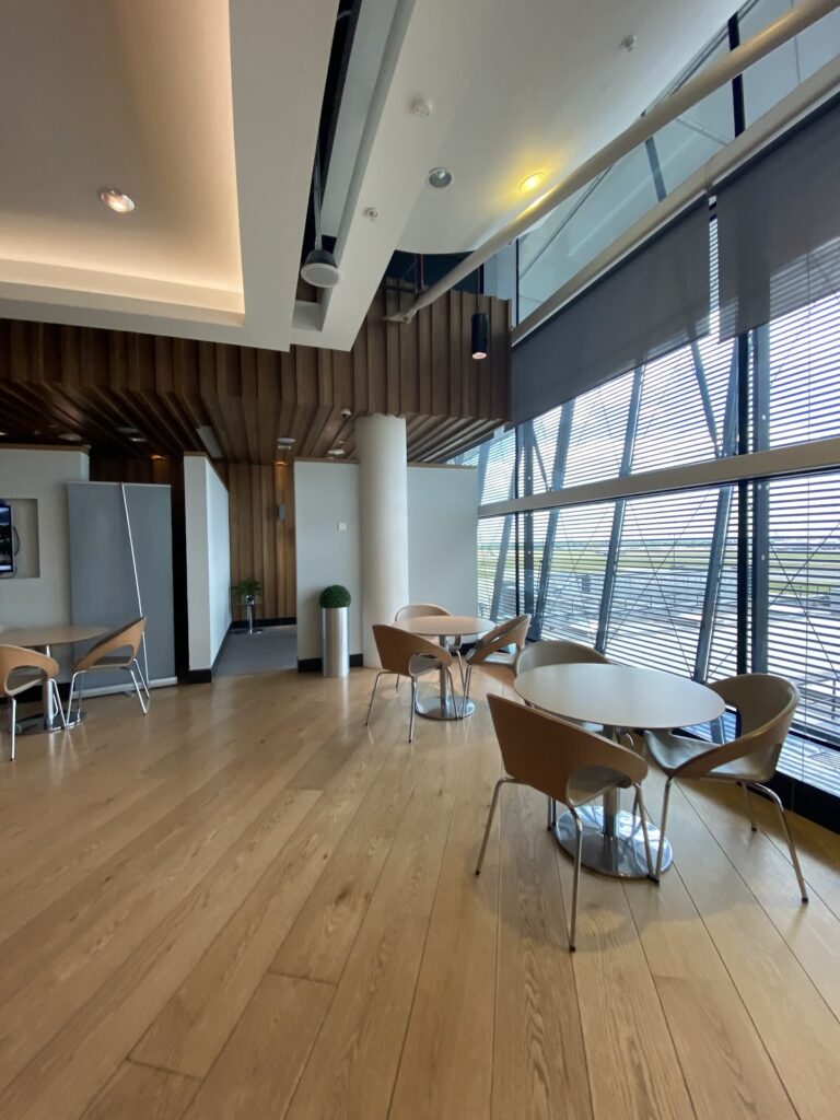 Window seats in the Aer Lingus Lounge London Heathrow