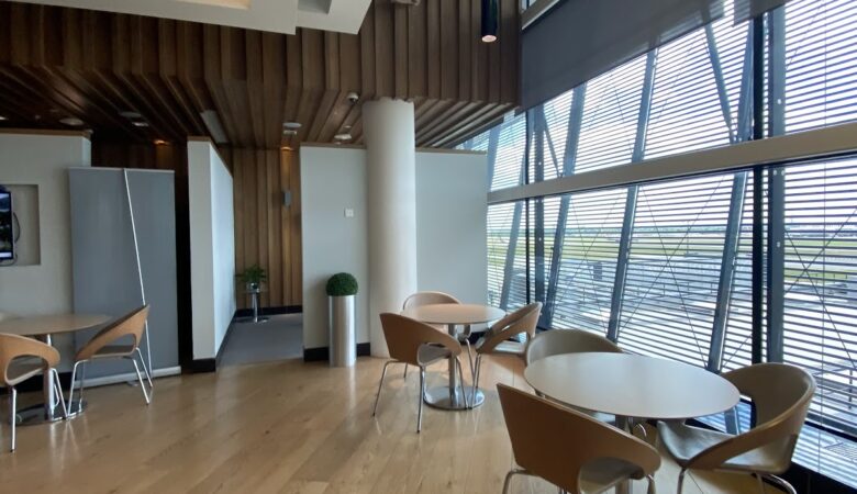 Window seats in the Aer Lingus Lounge London Heathrow