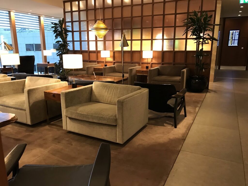 Seating in the Cathay Lounge Heathrow