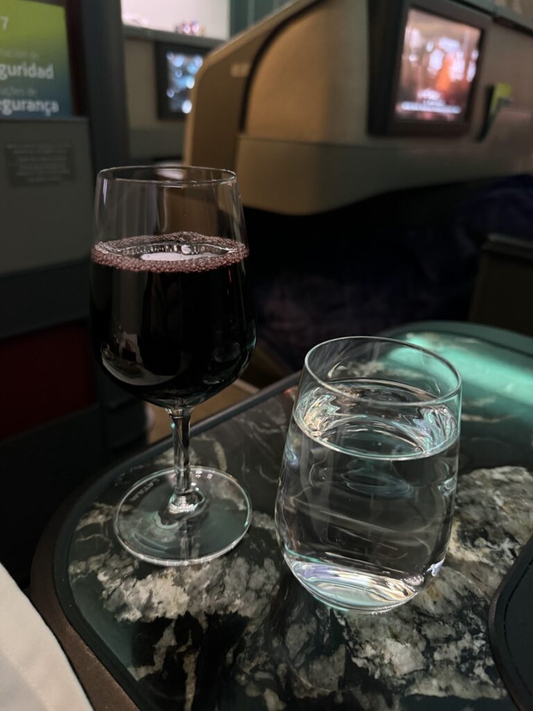 Wine and water in LATAM Premium Business