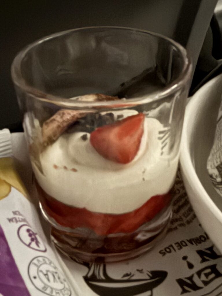 Dessert on LATAM A320 Premium Economy