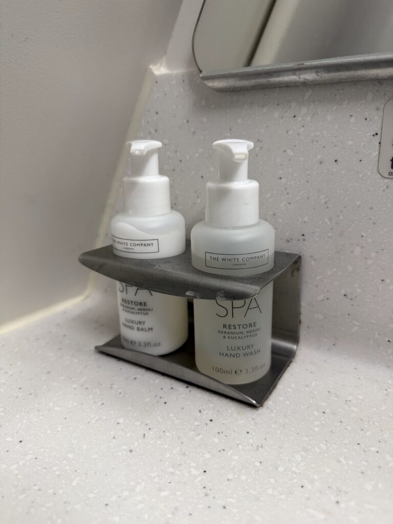 White Company soaps on British Airways Club Europe