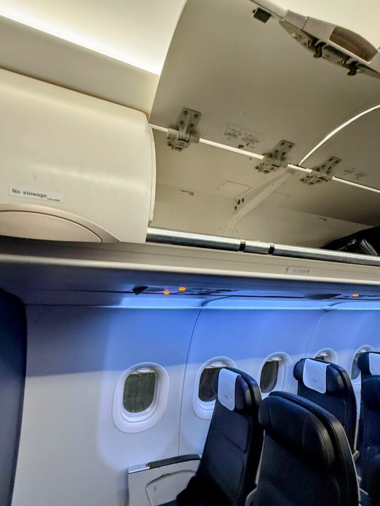 Overhead storage on British Airways A320 Club Europe