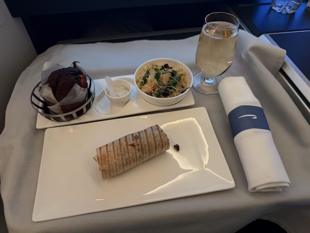 Second meal served in BA Club World from Dubai to London