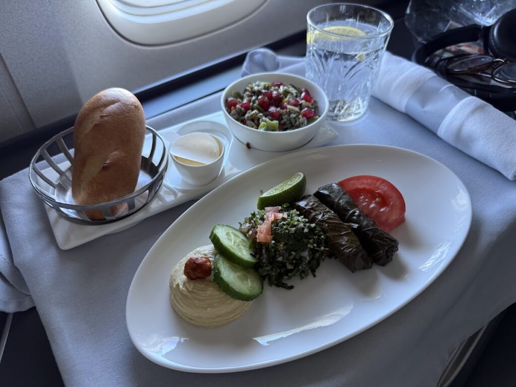 Vine leaves starter served in BA Club World