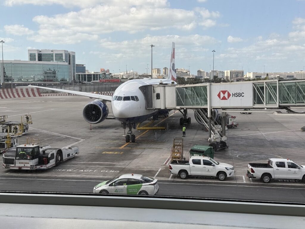 BA 777-200 at the gate in Dubai