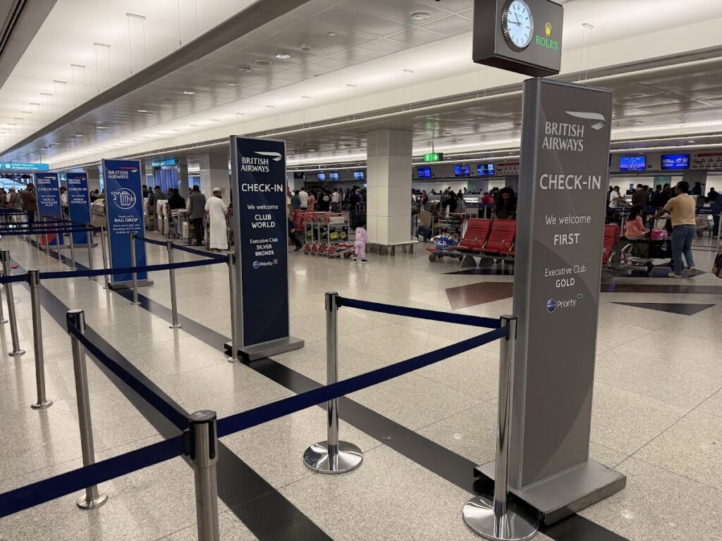 BA check-in at Dubai for Club Suites