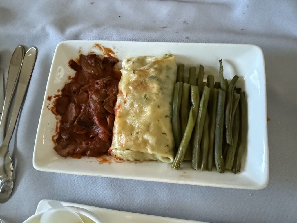 The back-up veggie cannelloni served in BA Club World