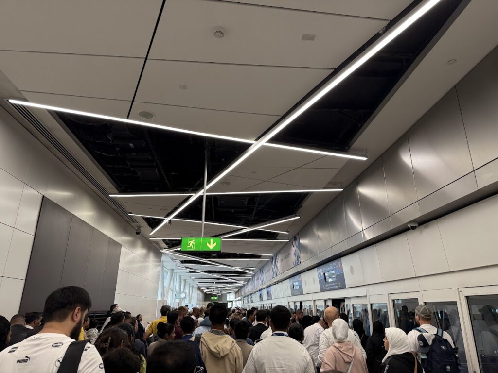 Very congested train to the gates